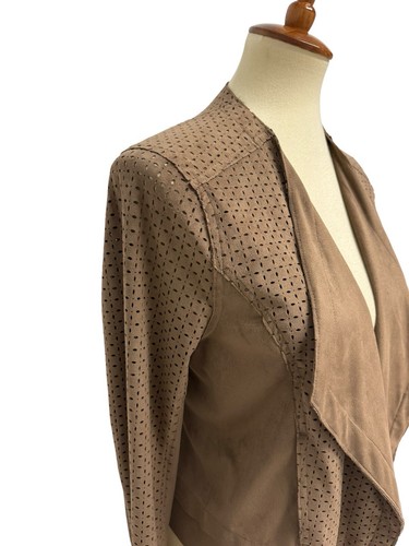 Lyssé Women's Long Sleeve Brown Suede Open Front Blazer Size M - Picture 9 of 15
