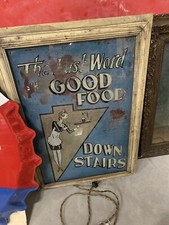 VERY RARE Original 1920's Hotel Restaurant FOOD Maid Lobby Lighted Sign GAS OIL 