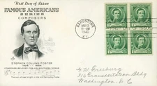 US 879 Block Famous Americans Foster FDC ArtCraft
