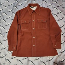 Vtg 70's JCPenney Men's Brown MOD Retro Button Up HIPPIE Disco Party Shirt L