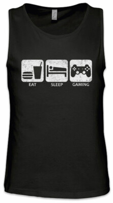 Eat Sleep Gaming Herren Tank Top Gamer Gaming Arcade PC Konsole Joypad Computer