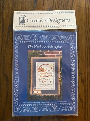 New NOAH'S ARK SAMPLER Counted Cross Stitch Kit Chart, 26ct Linen & Threads