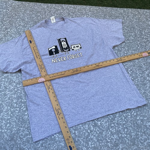 Never Forget T-Shirt VHS Cassette Tape Floppy Disk Shirt Size 2XL XXL - Picture 2 of 6