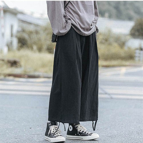 Herren Elastische Taille Hose Unterhose Locker Leger Baggy Japanische Samurai Hose - Bild 6 von 17
