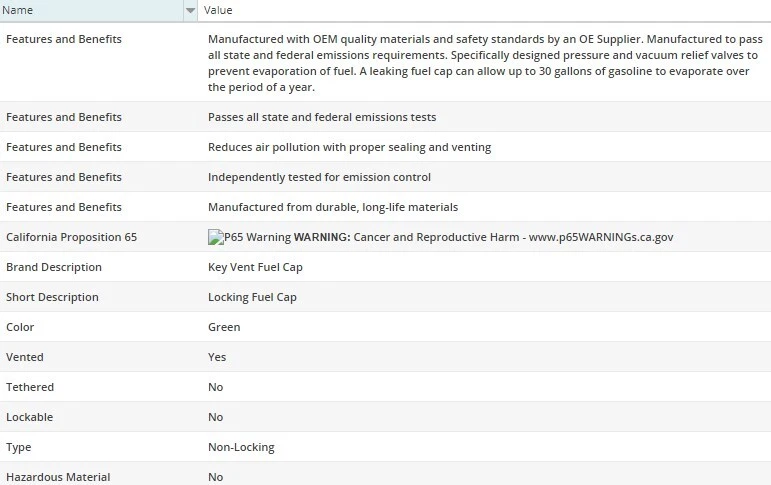 MotoRad MGC500 Fuel Tank Cap for CHEVROLET R20 SUBURBAN 1987-1988 V8-6.2L - Image 2 of 4