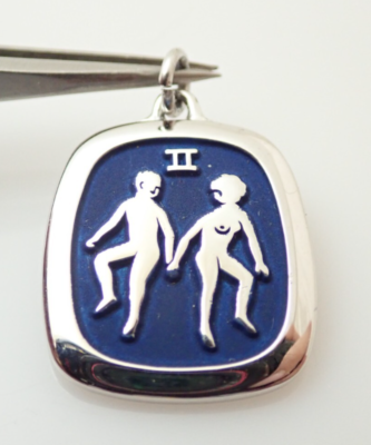 #ad #ad Vintage Anson quot;GEMINIquot; Zodiac Horoscope Enamel Sterling Silver Pendant Charm NOS $34.95