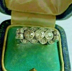 Vintage Art Deco Ring 3Ct Round Lab Created Diamond 14K White Gold Plated Silver