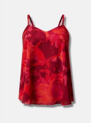 Colorful red orange blouse Double Layer Chiffon Swing Cami Torrid 4, 4X 26 Shirt