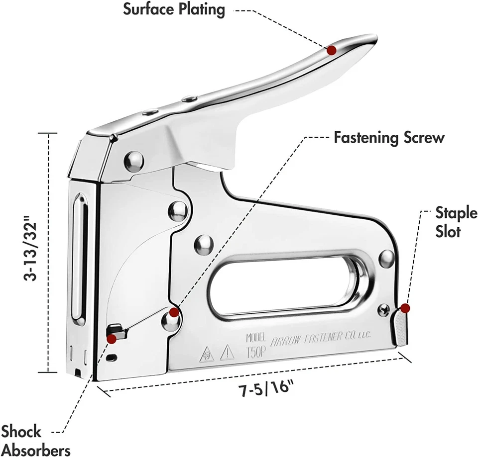 Kit de pistola de grapas de alta resistencia Arrow T50 con 3750 piezas grapas T50 1/4" 3/8", 1/2" Foto 2 de 4