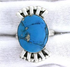 Vintage Handmade Navajo Southwest Pure Sterling Silver Turquoise Cabochon Ring