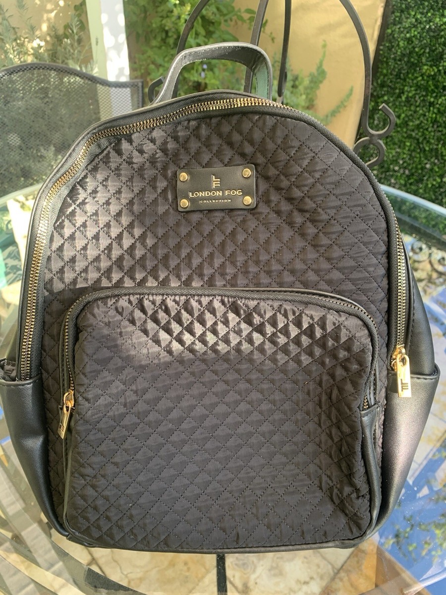 London Fog Black Quilted Backpack with Logo Plate London Fog Westminster DLX Backpack - Black-Chestnut - Save 48% main image 3