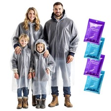 ZENO Disposable Rain Ponchos for Adults Kids - Medium, Transparent