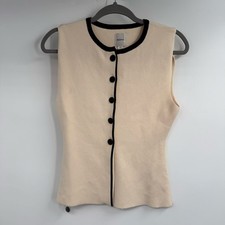 NWT Maeve Anthropologie Crew-Neck Knit Vest Womens XS Ivory Button Front Tank