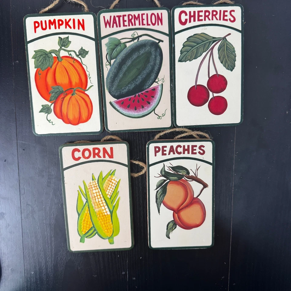 Juego de 5 letreros vintage de cocina para decoración de pared de frutas y verduras Foto 2 de 4