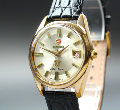 *Exc+5* Rado Golden Horse 623.3001.2 Gold Date 35mm Automatic Men's Watch JAPAN