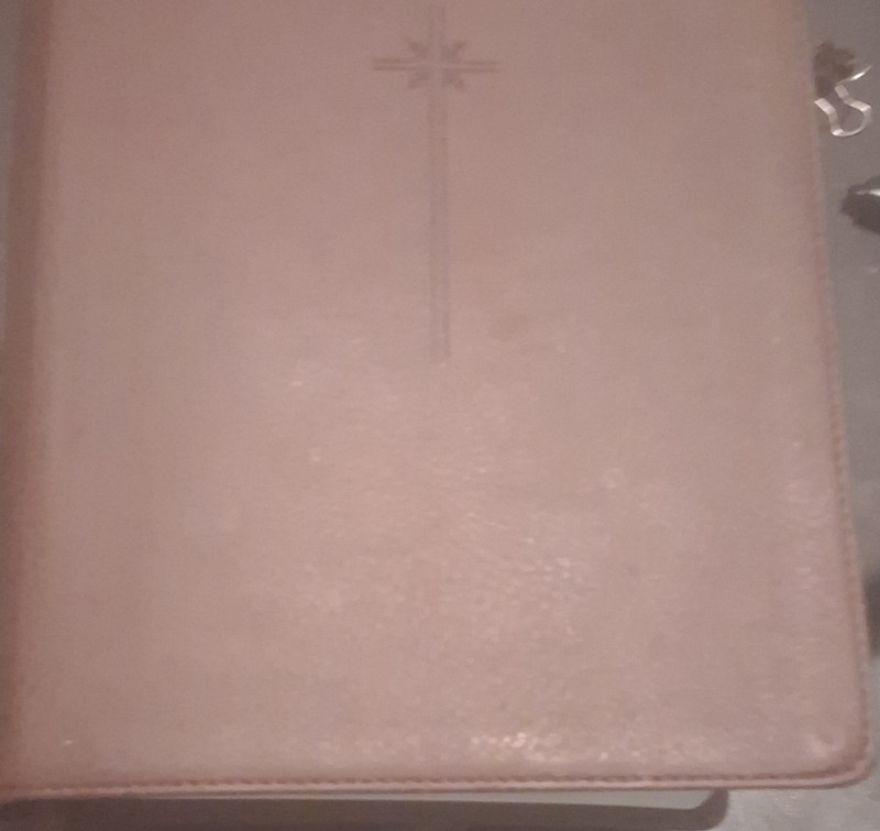 Leather Brown Bible Cover with Cross Design and Zipper