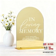 In Loving Memory Wedding Sign with Stand - 5"x7" Gold Mirror Acrylic Tribute