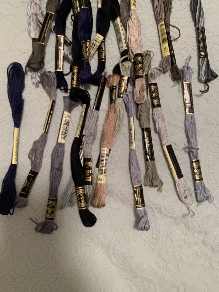 20+ DMC 6-Strand Embroidery Cotton 8.7yd-mixed BLACK AND GRAY Several For Sale - Image 4 of 4