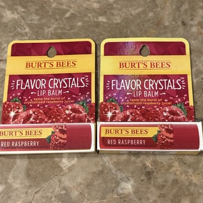 LOT OF 2 Burt's Bees Flavor Crystals Lip Balm RED RASPBERRY 100% Natural