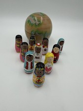 Wooden World Globe With Multicultural Figures...
