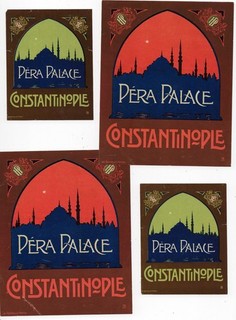 Lot of 4 Vintage Pera Palace (Constantinople) Hotel Luggage Labels; Richter