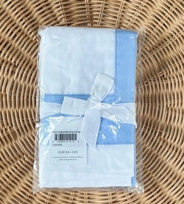 NEW Serena & Lily Beach Club Border Percale King Pillow Sham-Hydrangea Blue