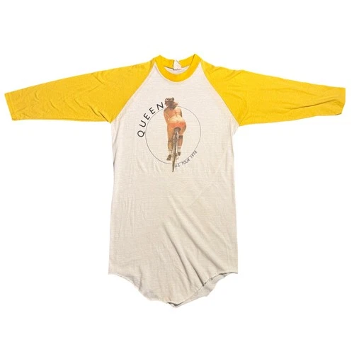 Queen US Tour Raglan Shirt Bicycle Race Graphic 1970s vintage concert t-shirt, vintage, single stitch, B+ condition