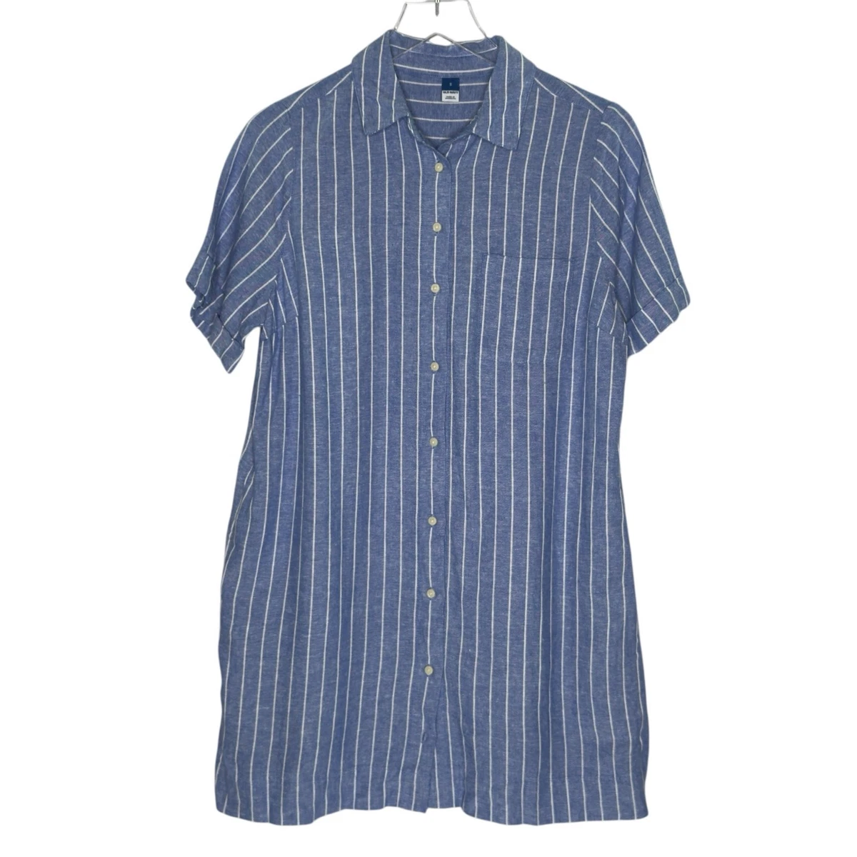 chinese dress ladies Ora Linen Blend Shirt Dress-Navy main image 1