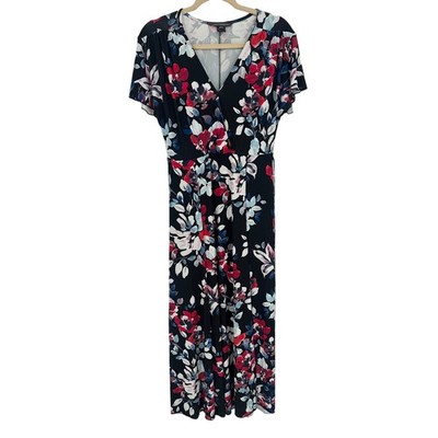 French Connection Black Floral Maxi Dress Surplice V-Neck Split Vacay Resort 6