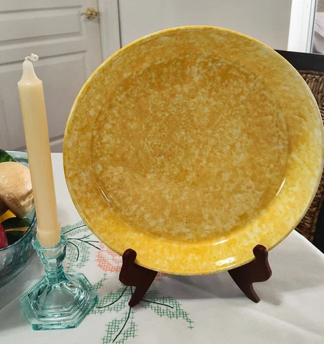 Vintage Stangl "Caughley" Yellow Spongeware 10.5" D x 1.5" Pie Plate or Server
