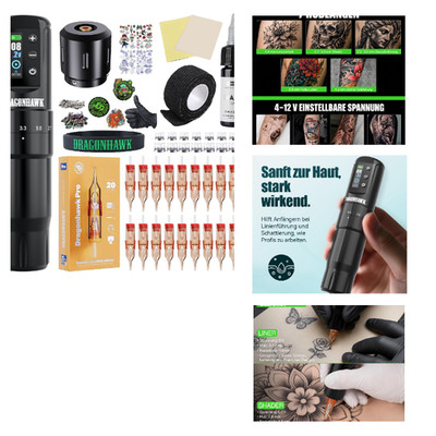 Dragonhawk Tattoo Maschine 2 4-4 2mm Digital Display 1500mAh Akku