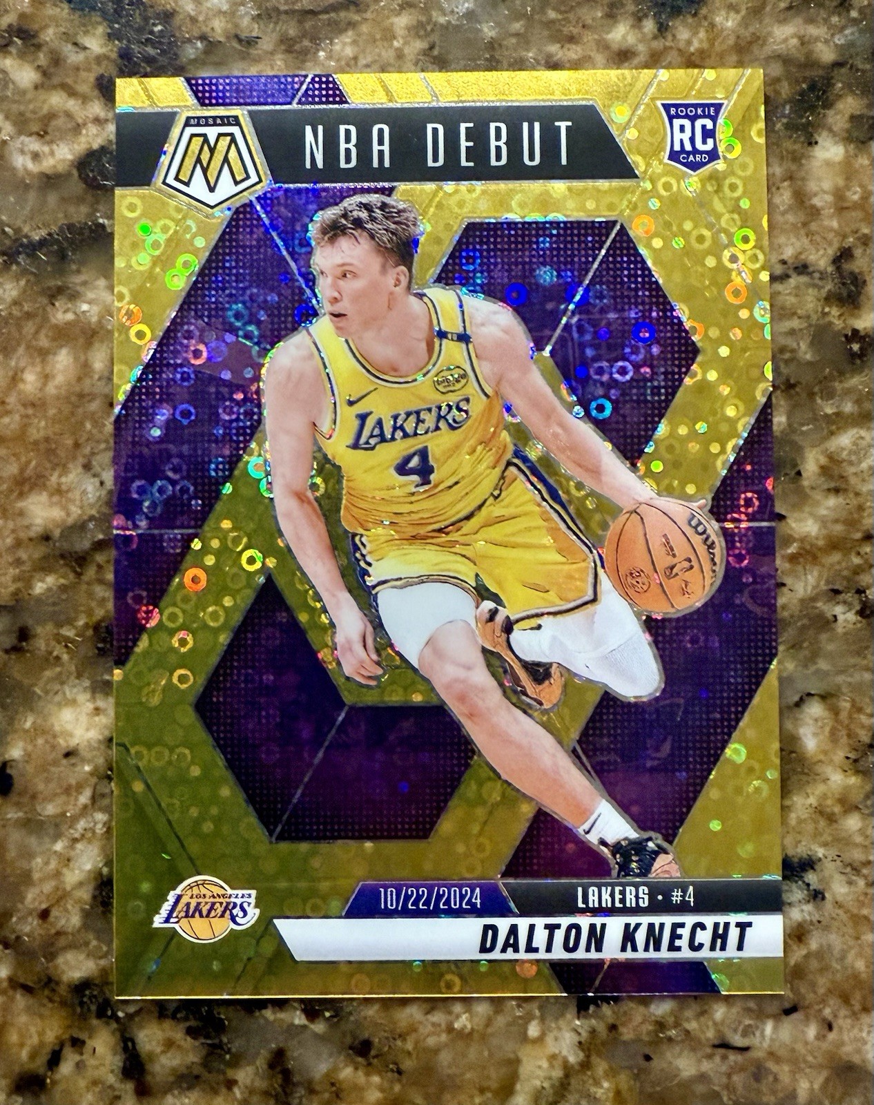 2024-25 MOSAIC DALTON KNECHT NBA DEBUT ROOKIE GOLD PRIZM LAKERS 1/10