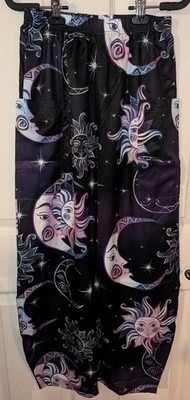 Celestial Sun Moon Stars Elastic Waist Pants Size Small 26'' x 28''
