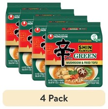Shin Ramyun Green Ramen, 4.4oz x4, Shelf-Stable, 4 Pack