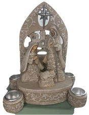 Holy family advent candle holder Roman Inc Christmas Religious Decor Nativity