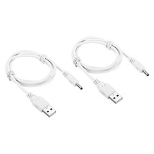 USB male to DC 3.5x1.35mm male power cable 100cm, white 2pcs