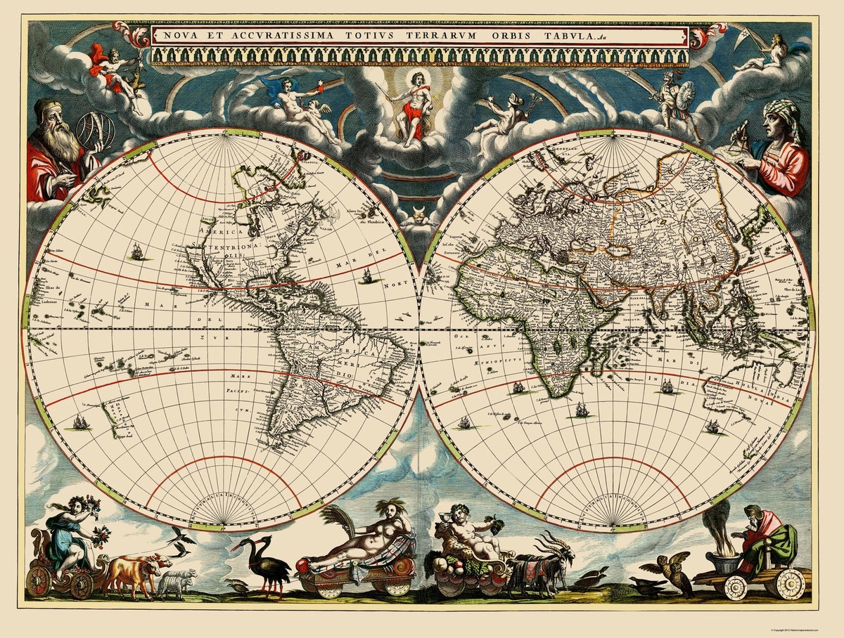 Historic Map - World - Blaeu 1662 - Vintage Wall Art | eBay