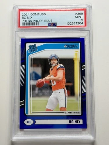 2024 Panini Donruss - Rated Rookie Bo Nix #369 Blue Press Proof (RC) PSA 9