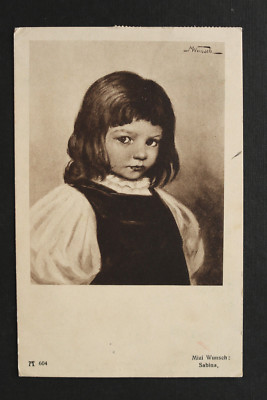 Künstler sign Mizi Wunsch AK Sabina Portrait Kind Mädchen 1905-15 Kunst +++