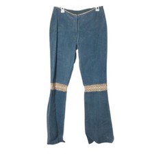 Vintage Wilson's leather maxima blue suede lace inset pants womens 6 y2k flare