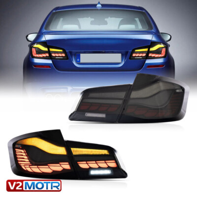 Pair LED Tail Lights For 2011-2016 BMW 5 Series F10 F18 Smoked Sequential lamps