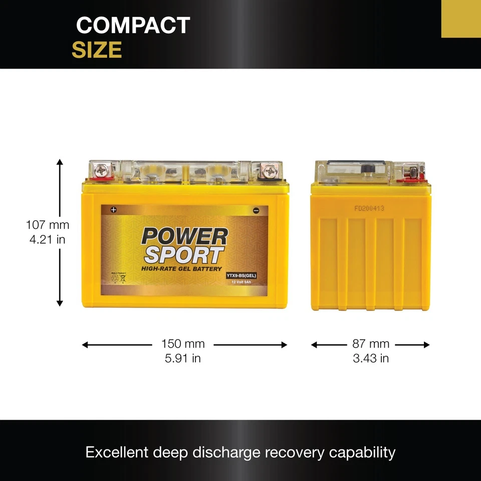 ExpertPower YTX9-BS Gel Battery Replacement for Kawasaki Ninja Zx6r 1998-2016 Foto 3 de 4
