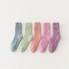 5 Pairs of ladies winter warm solid color and terylene casual medium stockings