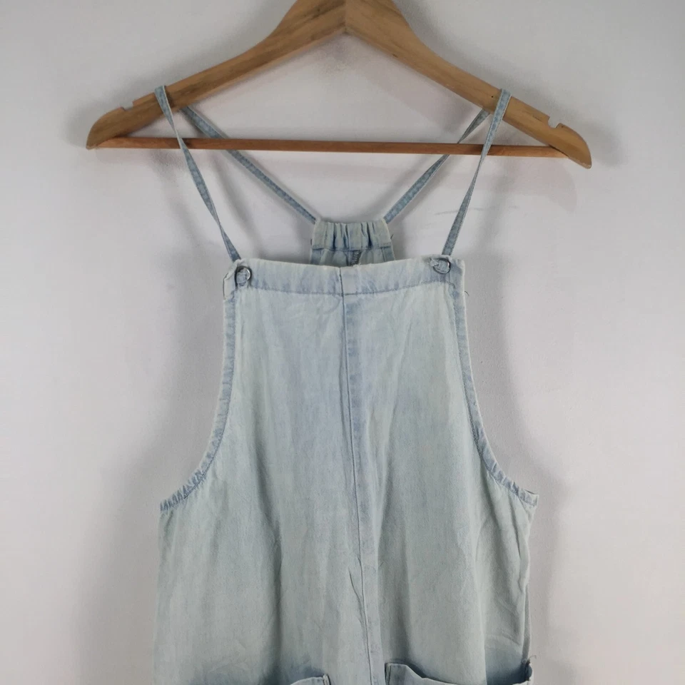 Topshop womens jumpsuit dungaree overalls size 6 bleach blue sleeveless 091568 - image 2 of 4