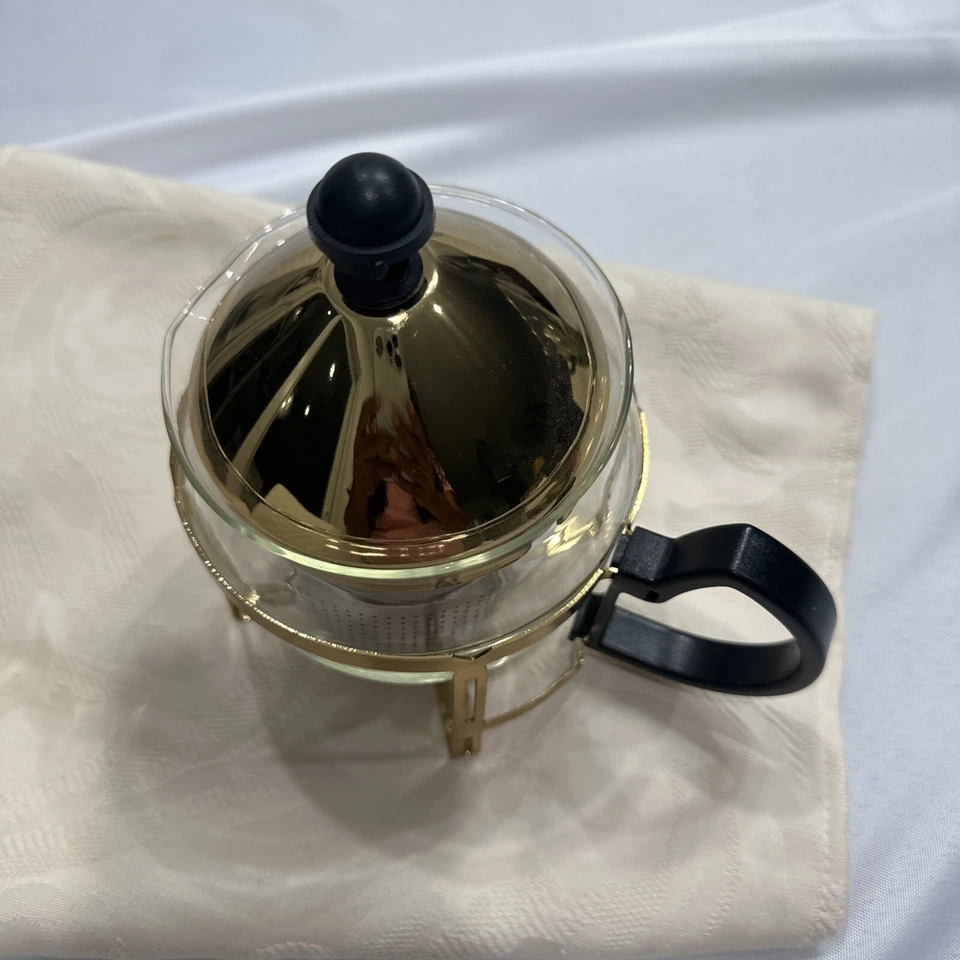 NUEVA Prensa de Té de Vidrio Dorado Negro 20oz Vidrio y Filtro de Acero Inoxidable. Foto 2 de 4