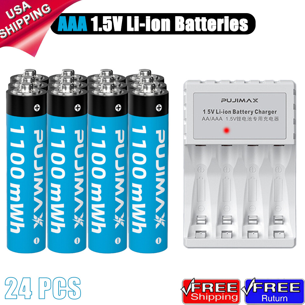 AAA 1.5V 1100mWh Battery Rechargeable AAA Batteries With 4 Slot Charger LOT US-image