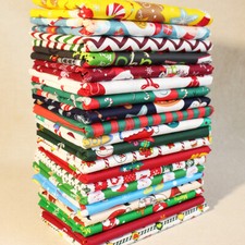 20 Sewing Precut Cotton Christmas Quilting Fabric Scraps Remnants Bundle Squares