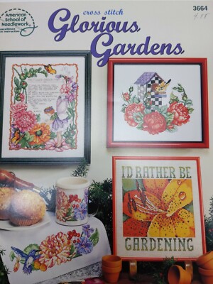 Glorious Garden Cross Stitch Pattern Baatz 1995 Chickadee Fairy Butterflies