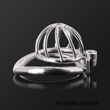 Micro Stainless Steel Cage with Ring Male Chastity Device With Arc-Shaped Ring