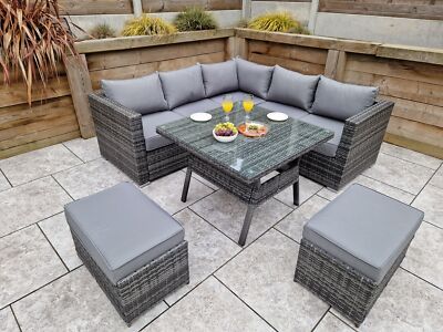 Signature Weave Georgia Grey Outdoor Garden Corner Dining Sofa